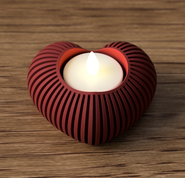 Herz-Teelichthalter im Japandi-Stil – stilvolle 3D-Deko und liebevolles Geschenk zum Valentinstag